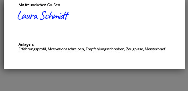 Anlagenverzeichnis horizontal