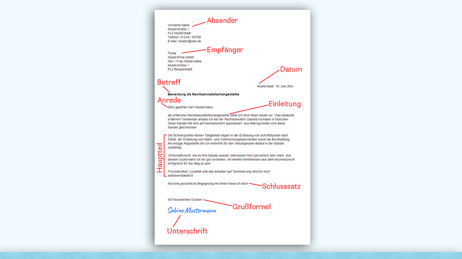 Beispiel von einem Bewerbungsschreiben